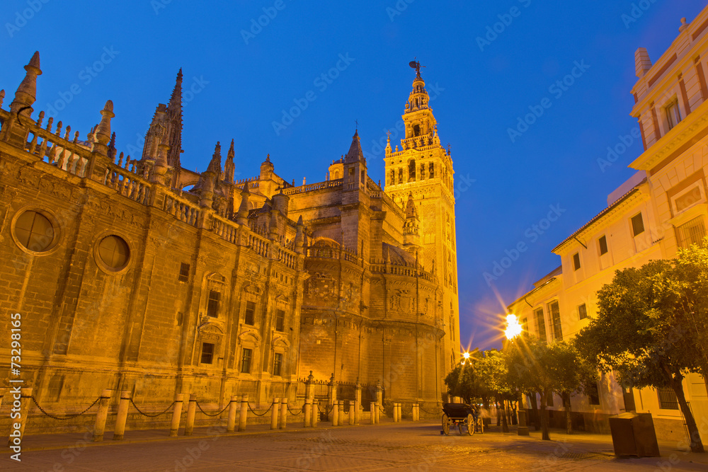 Seville - Cathedral de Santa Maria de la Sede at dusk