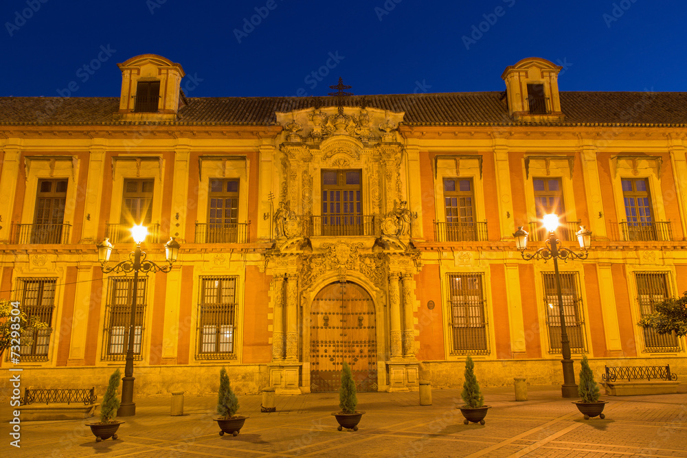 Seville - Palacio arzobispal (archiepiscopal palace) at dusk