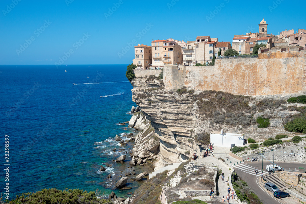 The citadel of Bonifacio view from the cliff, Corsica, France