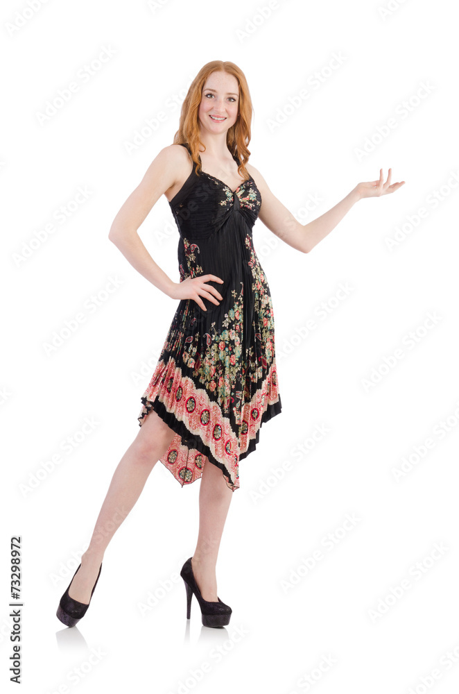 Naklejka premium Woman in fashion concept isolated on white