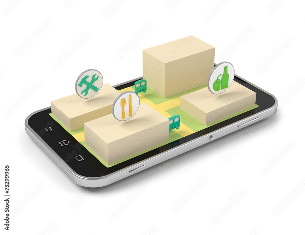 Smart phone mobile map. Smart phone mobile map.