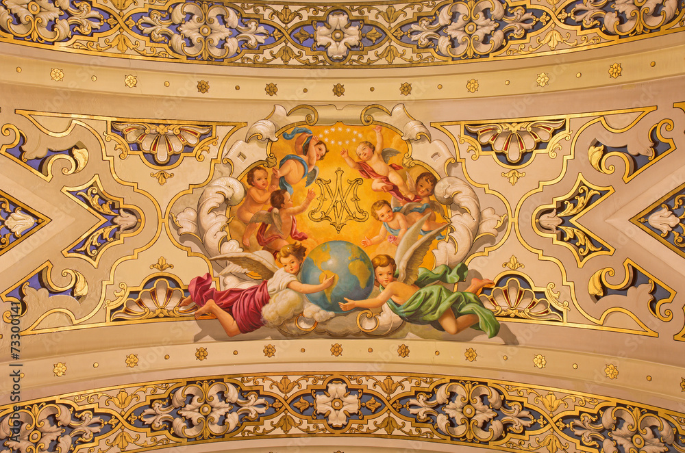Seville - fresco angels in Basilica de la Macarena church