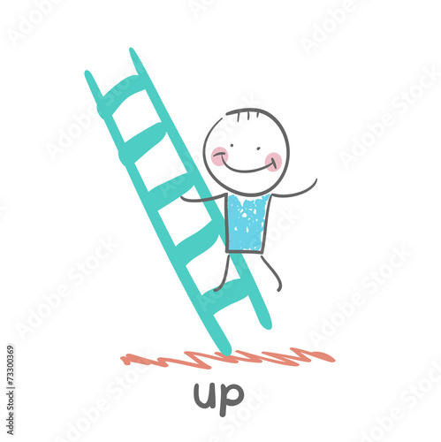 man climbs the stairs