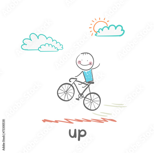 man flying on a bicycle