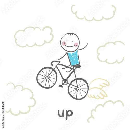 man flying on a bicycle