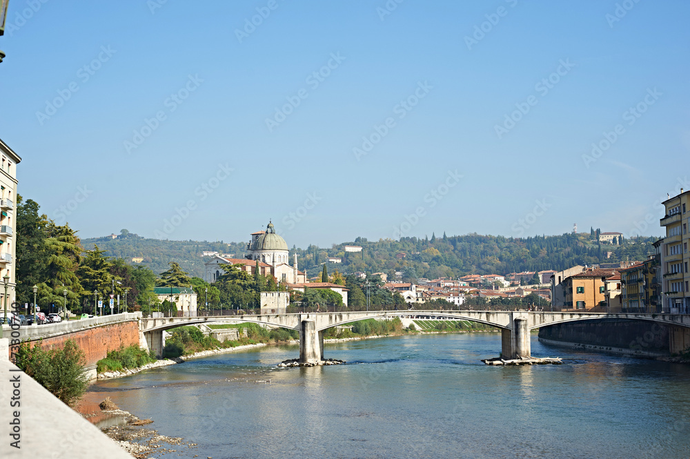 Bridge in Verona over Adige river