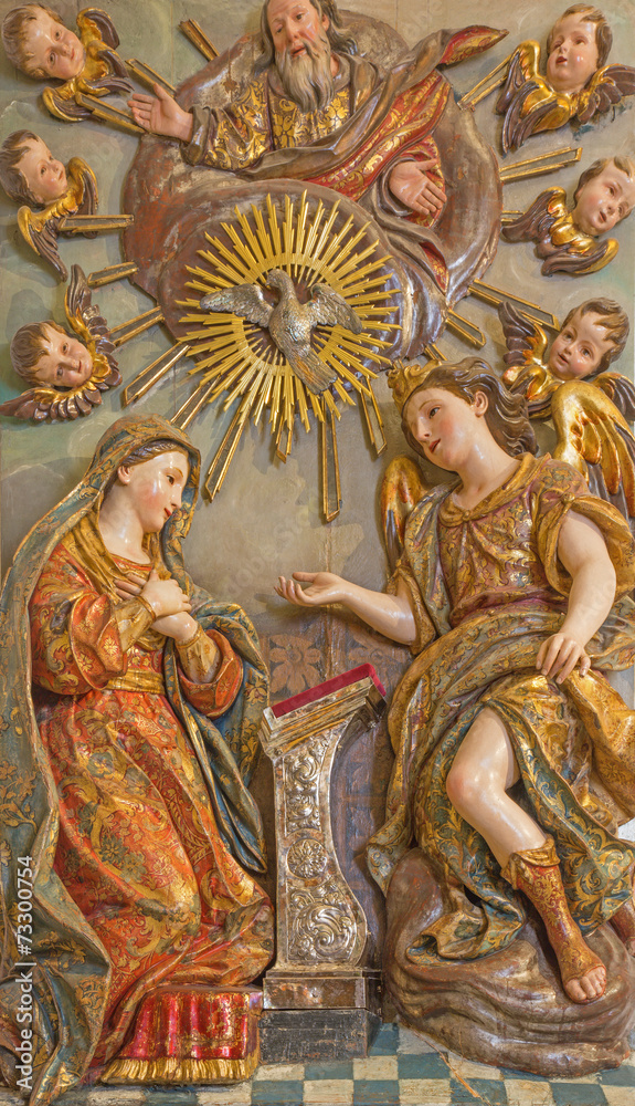 Seville - relief of Annunciation in Church of El Salvador