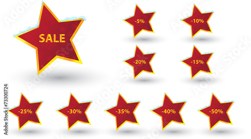 winter sale labels star golden text