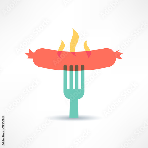 sausage on a fork