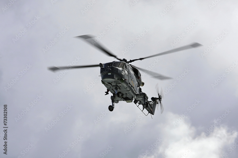 Fototapeta premium Naval helicopter on training mission