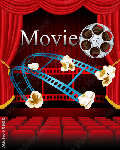 Film movies cinema with red curtain seat in theater