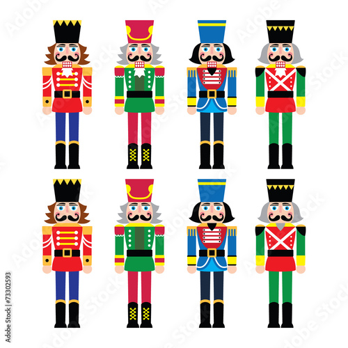 Christmas nutcracker - soldier figurine icons set photo