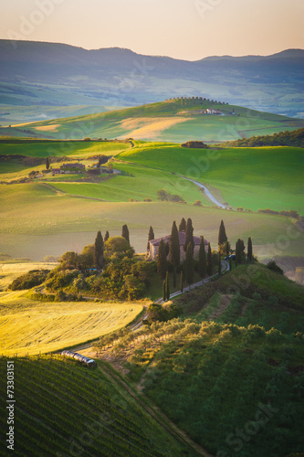 Tuscan house on the misty hills