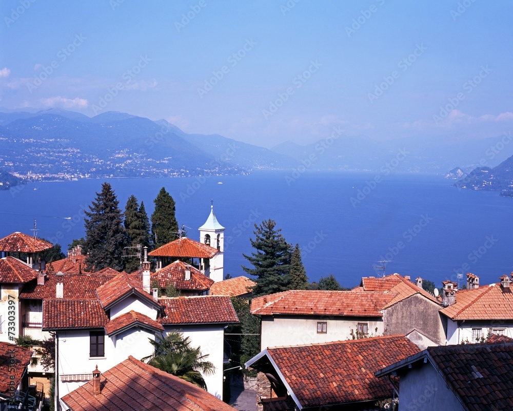 Lake Maggiore and Stresa town rooftops © Arena Photo UK