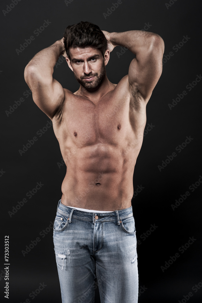 Sexy muscular man wearing jeans