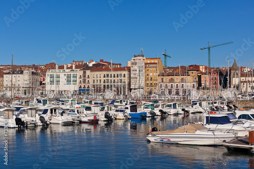 View on Old Port of Gijon and Yachts  Asturias  Northern Spain