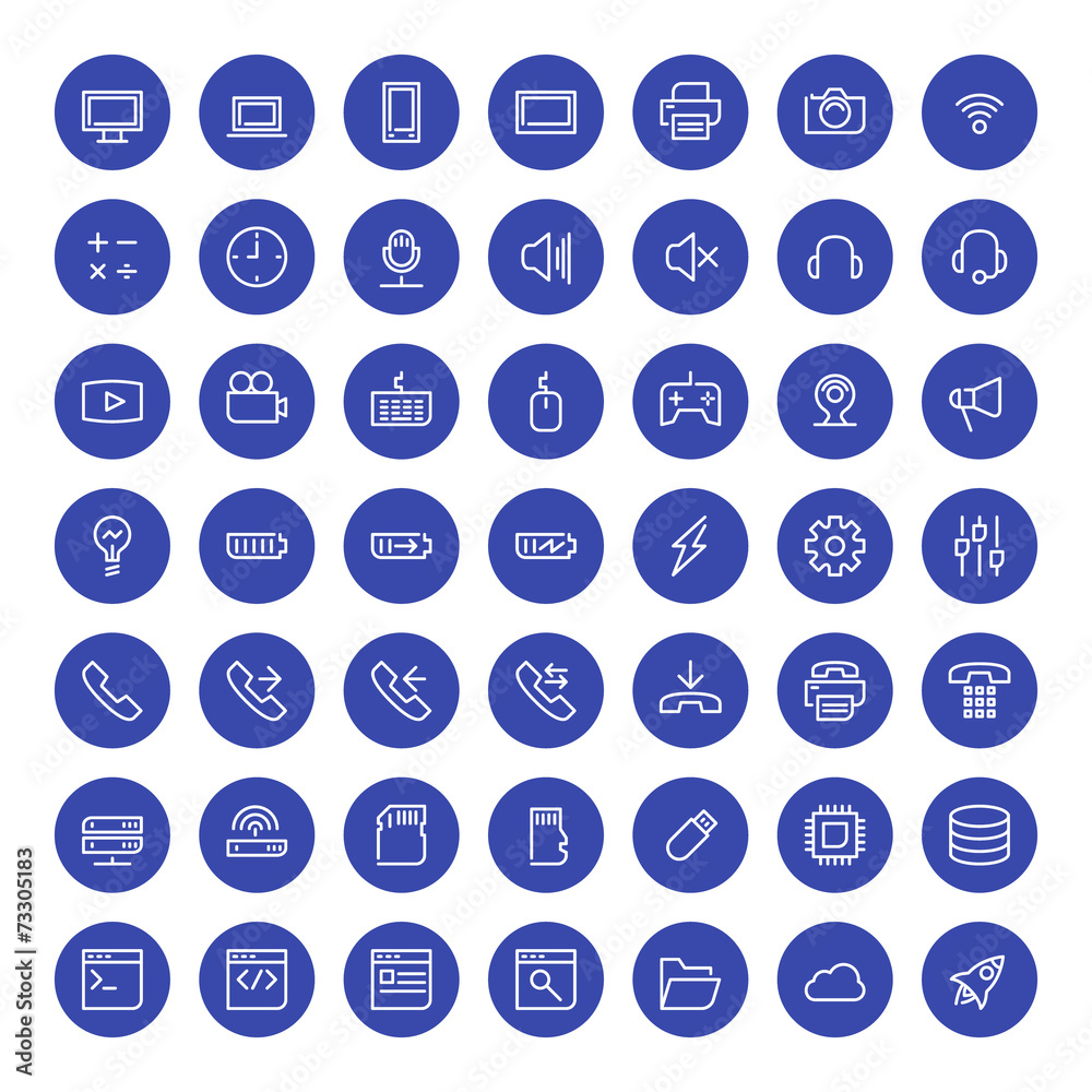 Thin line technology icons set for web and mobile apps Thin line technology icons set for web and mobile apps