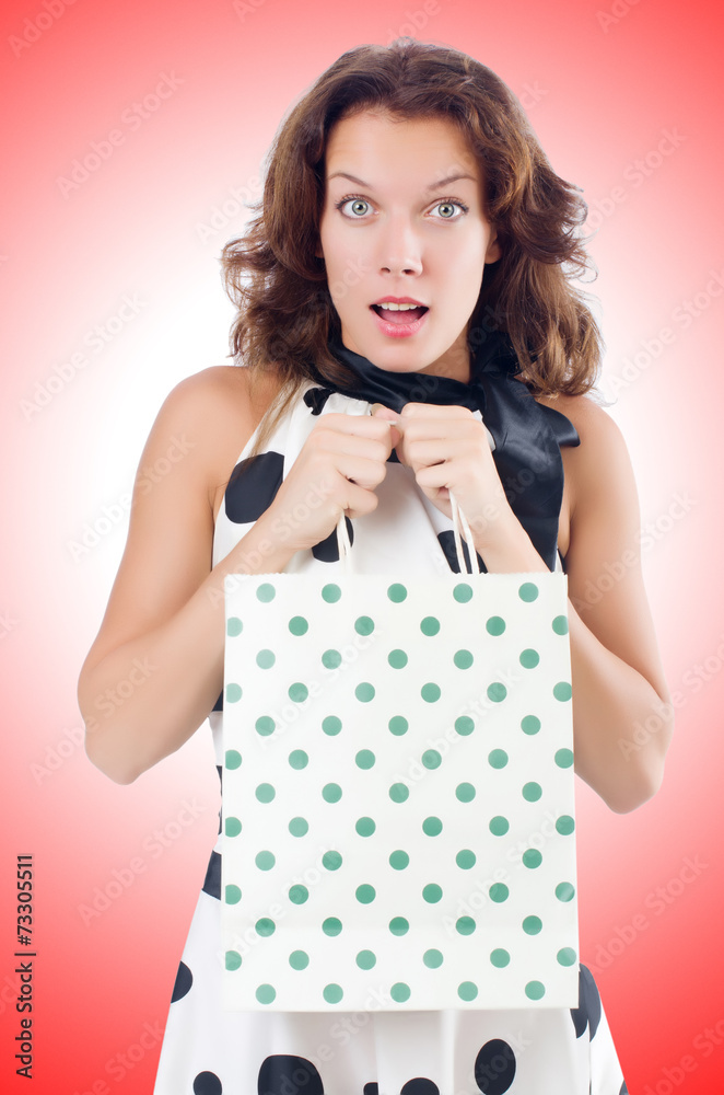 Girl after good shopping on white Girl after good shopping on white