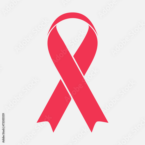 Red flat ribbon aids symbol icon isolated