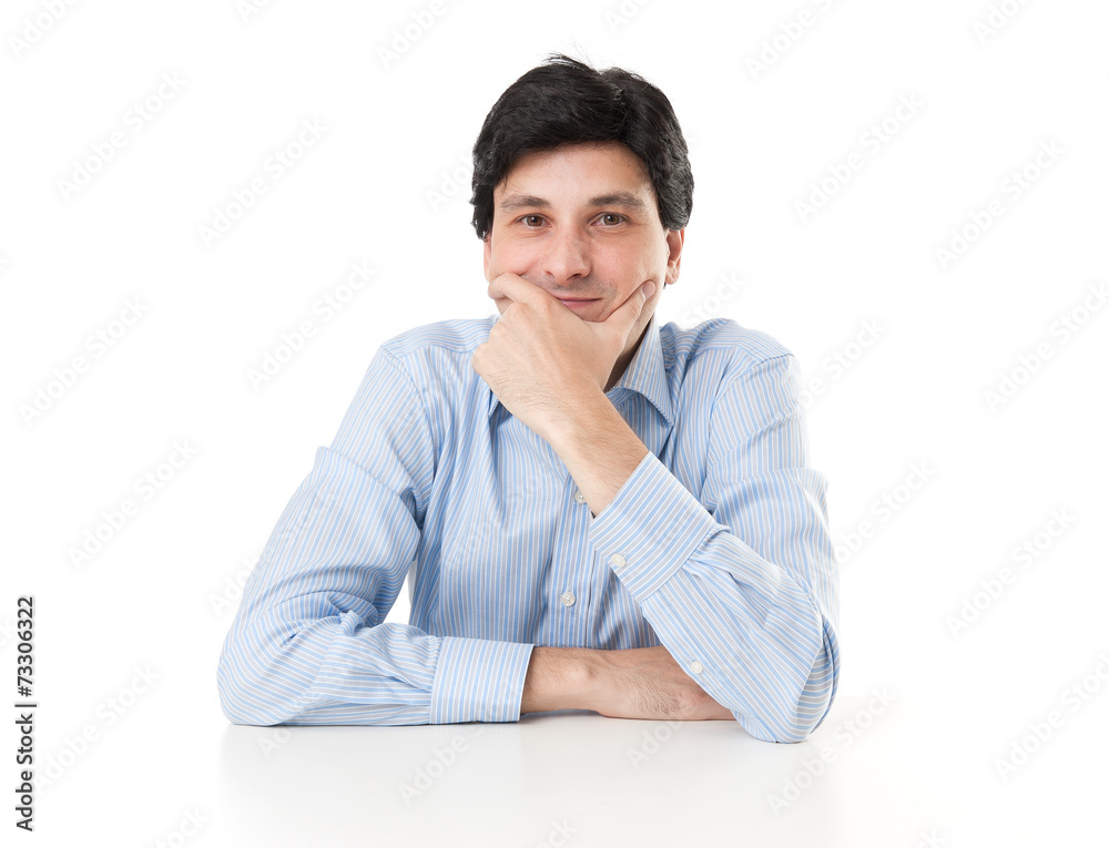 man sitting at the dask and thinking man sitting at the dask and thinking