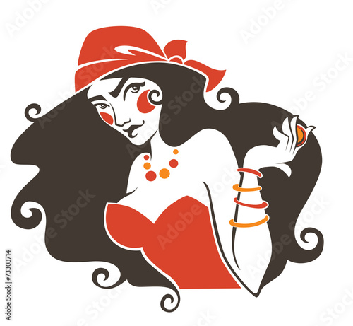vector image of gipsy, attractive woman