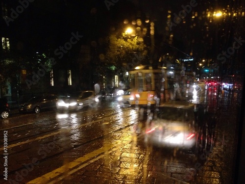 traffic lights with rain, luci del traffico sotto la pioggia © lissonicristiano