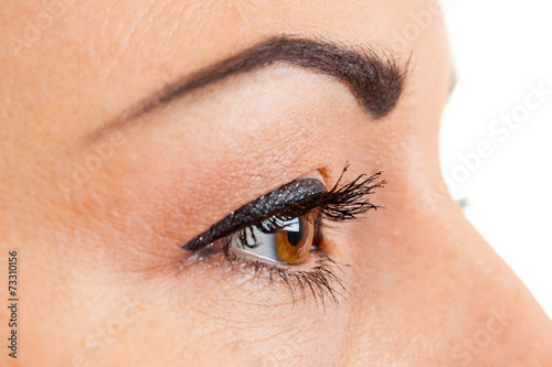 Close-up of female brown eye with makeup photo