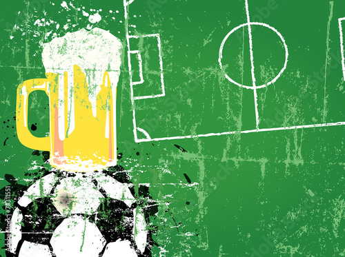 Soccer or Football and beer, free copy space, vector