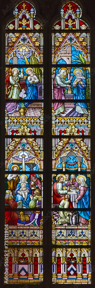 Bruges - Windowpane with the New Testament scenes