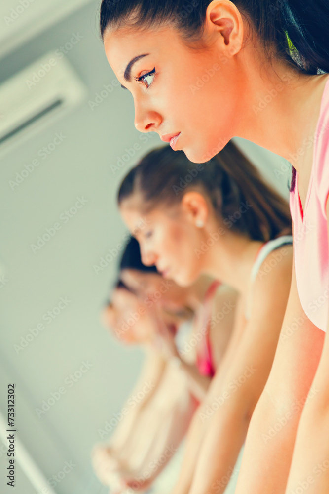 Females In Gym Stretching Females In Gym Stretching