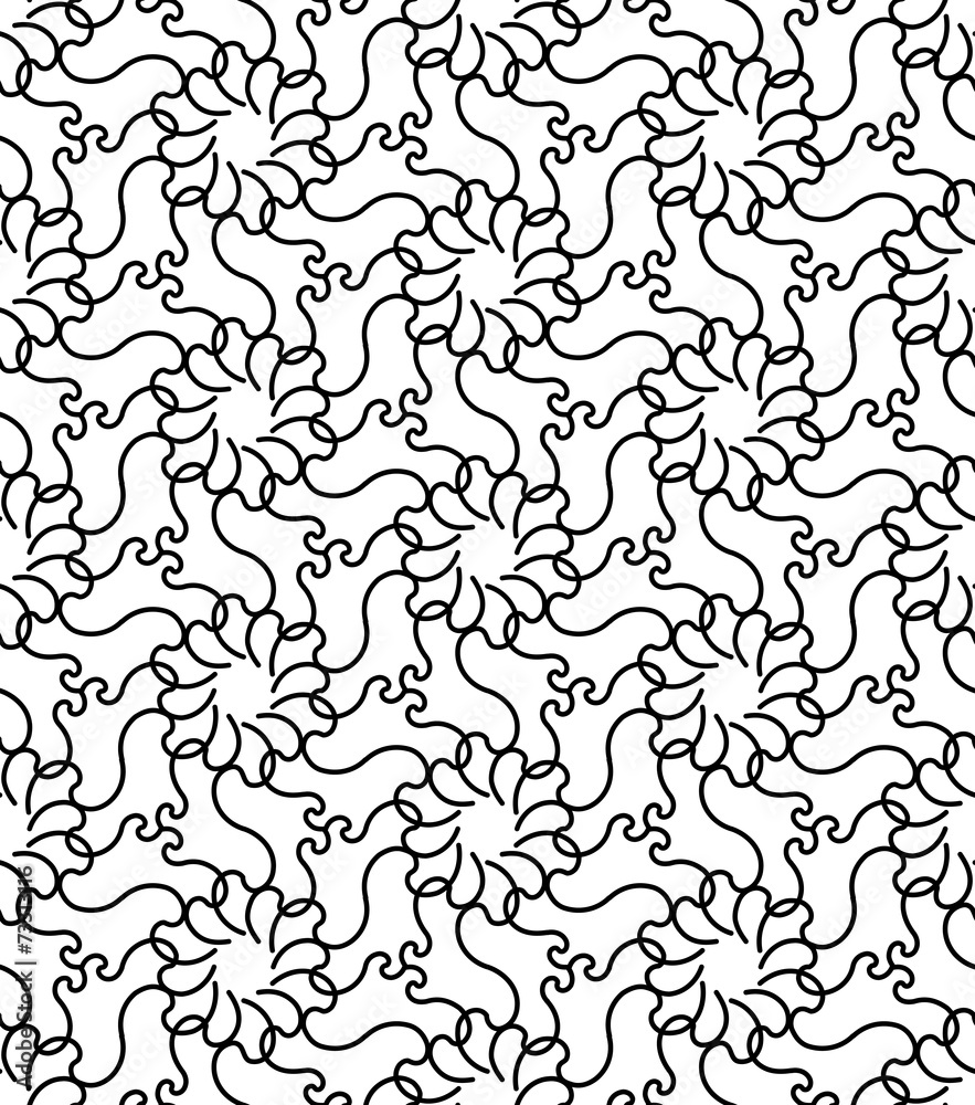 Black and white geometric seamless pattern with line and flower Black and white geometric seamless pattern with line and flower