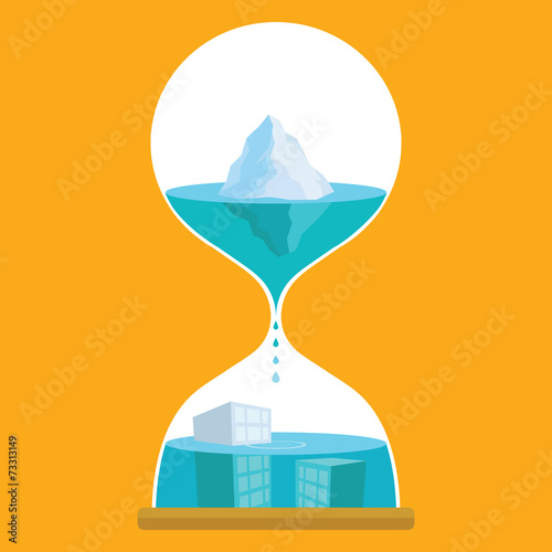 Melting ice in hourglass