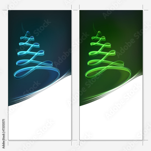 bright high format christmas card template with glowing lines