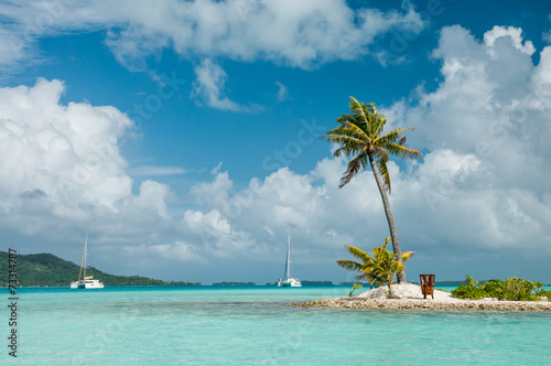 Sandy Island with a palm inside the lagoon