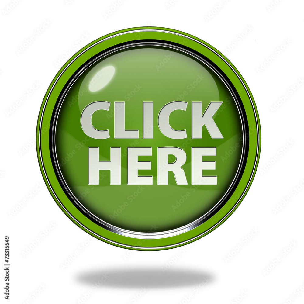 Click here circular icon on white background Click here circular icon on white background