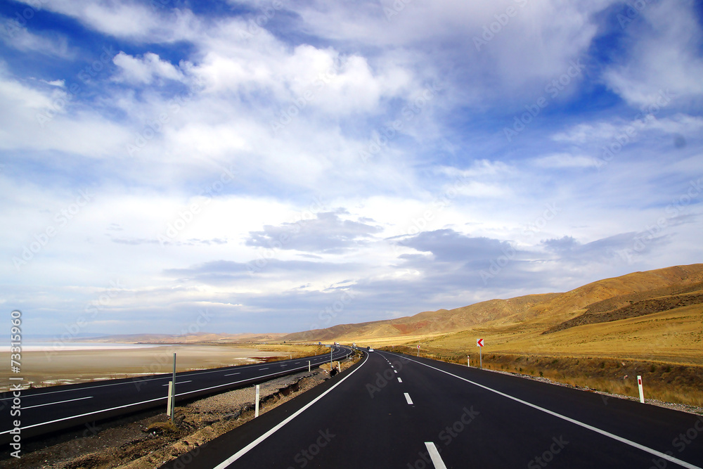 Fototapeta premium Landscape with asphalt road.