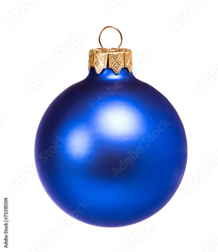 Blue dull christmas ball on white background