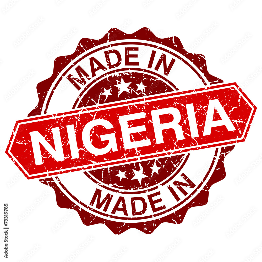 made in Nigeria red stamp isolated on white background