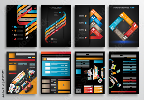 Set of Infographics,  Flyer and Brochure Designs,