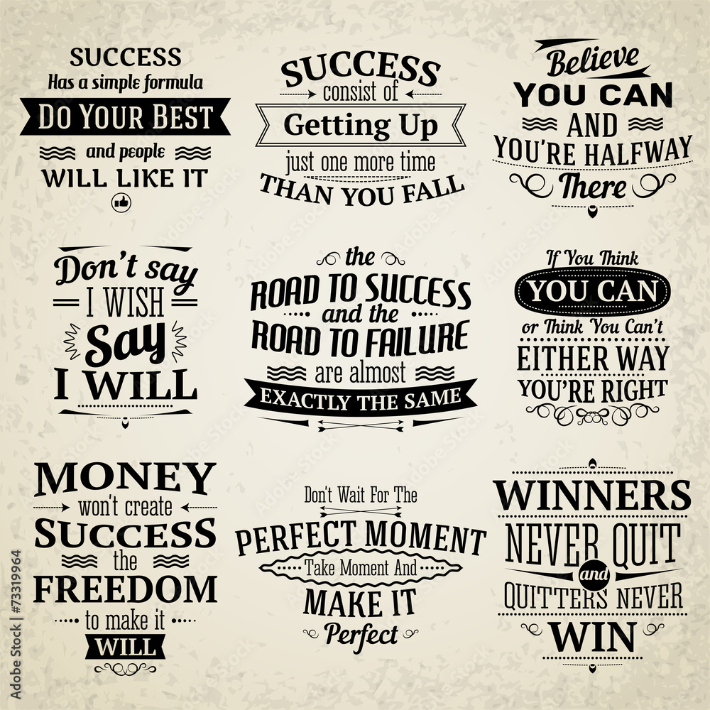 Fototapeta premium Success quotes set