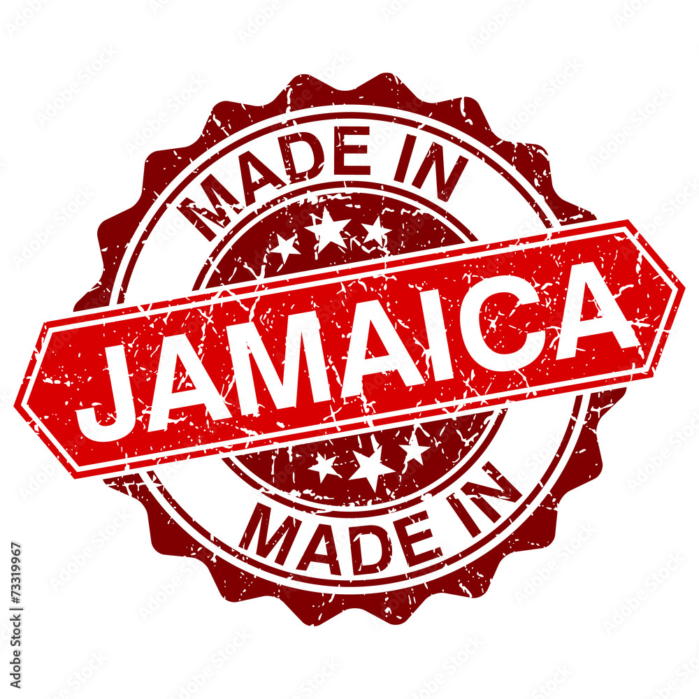made in Jamaica red stamp isolated on white background