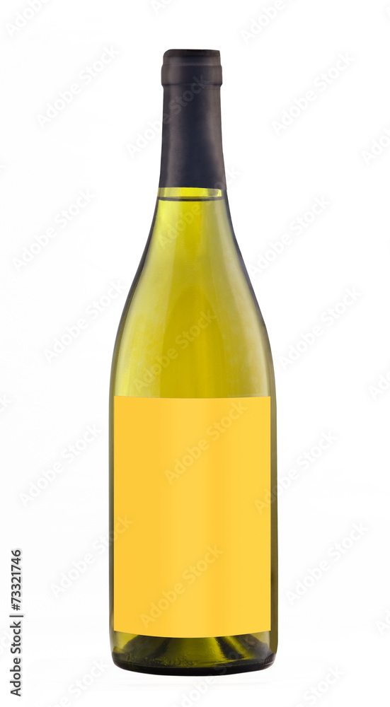White wine bottle isolated with blank label. White wine bottle isolated with blank label.