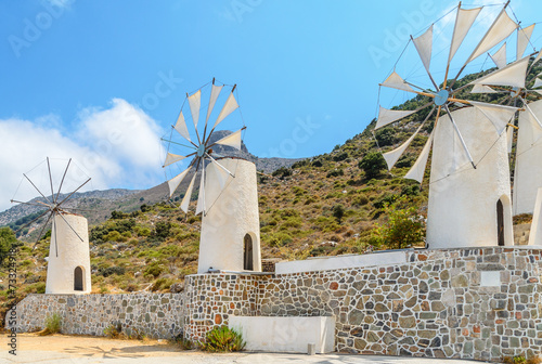 Windmills on Crete island, Greece (Lassithi)