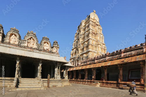 Virupaksha temple at blue sky in Hampi, Karnataka