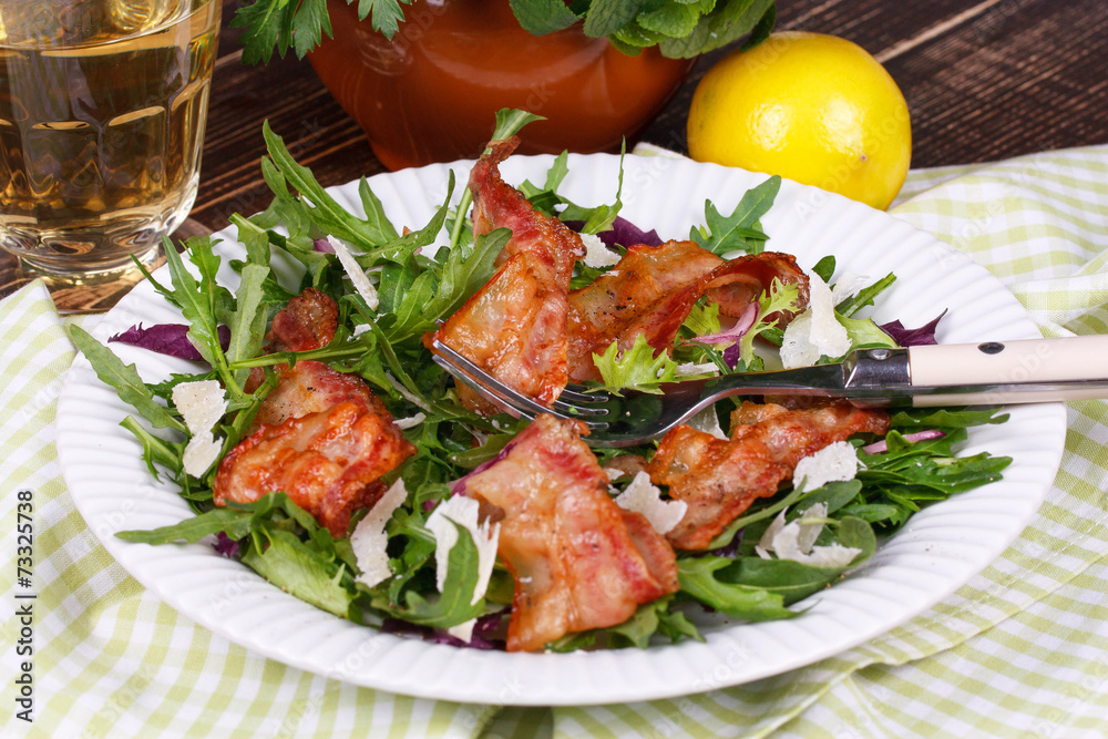 Grilled bacon and salad Grilled bacon and salad