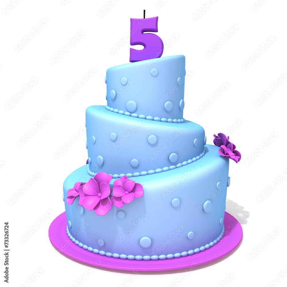 Birthday cake with number five Birthday cake with number five