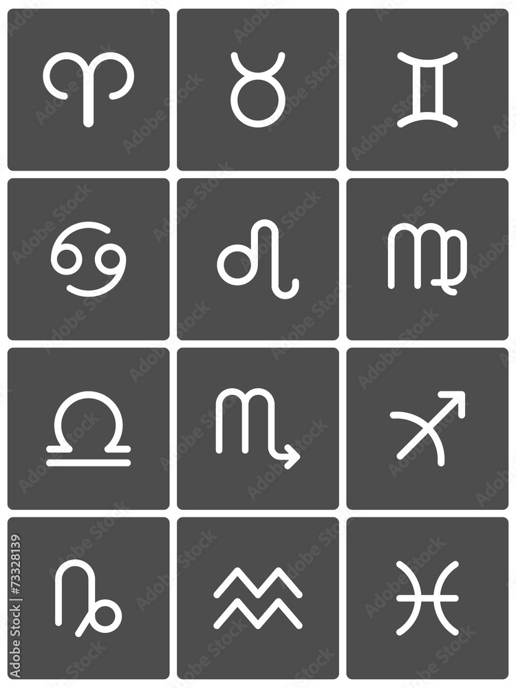 Zodiac Symbol icons on black background. Vector Zodiac Symbol icons on black background. Vector