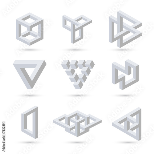 Geometric optical illusion symbols. Vector photo
