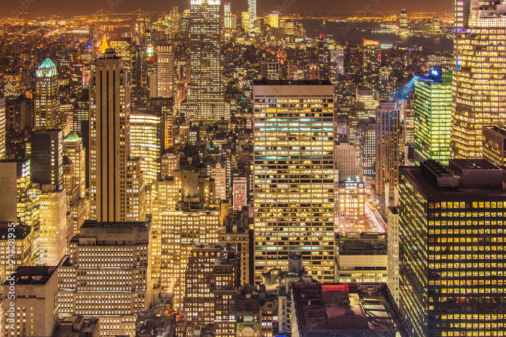 Famous skyscrapers of New York at night Famous skyscrapers of New York at night
