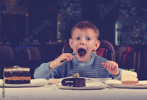 Slika na platnu Little boy cannot believe his luck